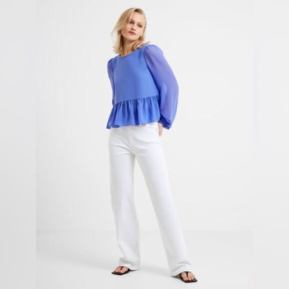 French Connection Crepe Light Georgette Peplum Top - Picture 3 of 8